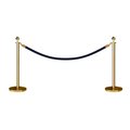 Montour Line Stanchion Post and Rope Kit Pol.Brass, 2 Ball Top1 Dark Blue Rope C-Kit-2-PB-BA-1-PVR-DB-PB